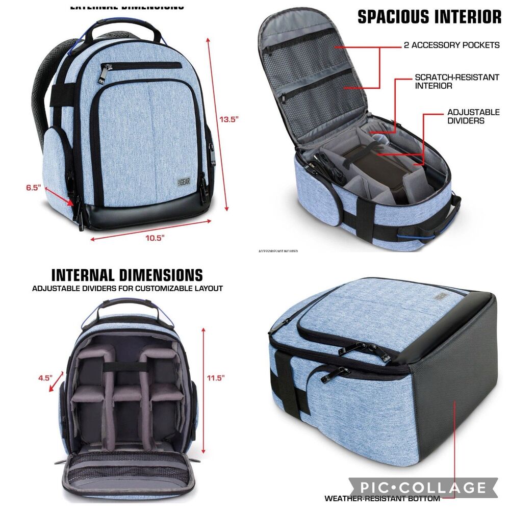 USA GEAR UBK Padded Audio/Camera or Drone Backpack Customizable Dividers NWOT